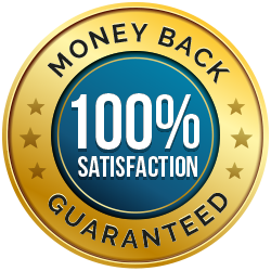 100% satisfaction money-back guarantee badge